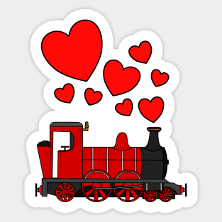 Valentines Day Train Steam Engine Love Hearts Sticker